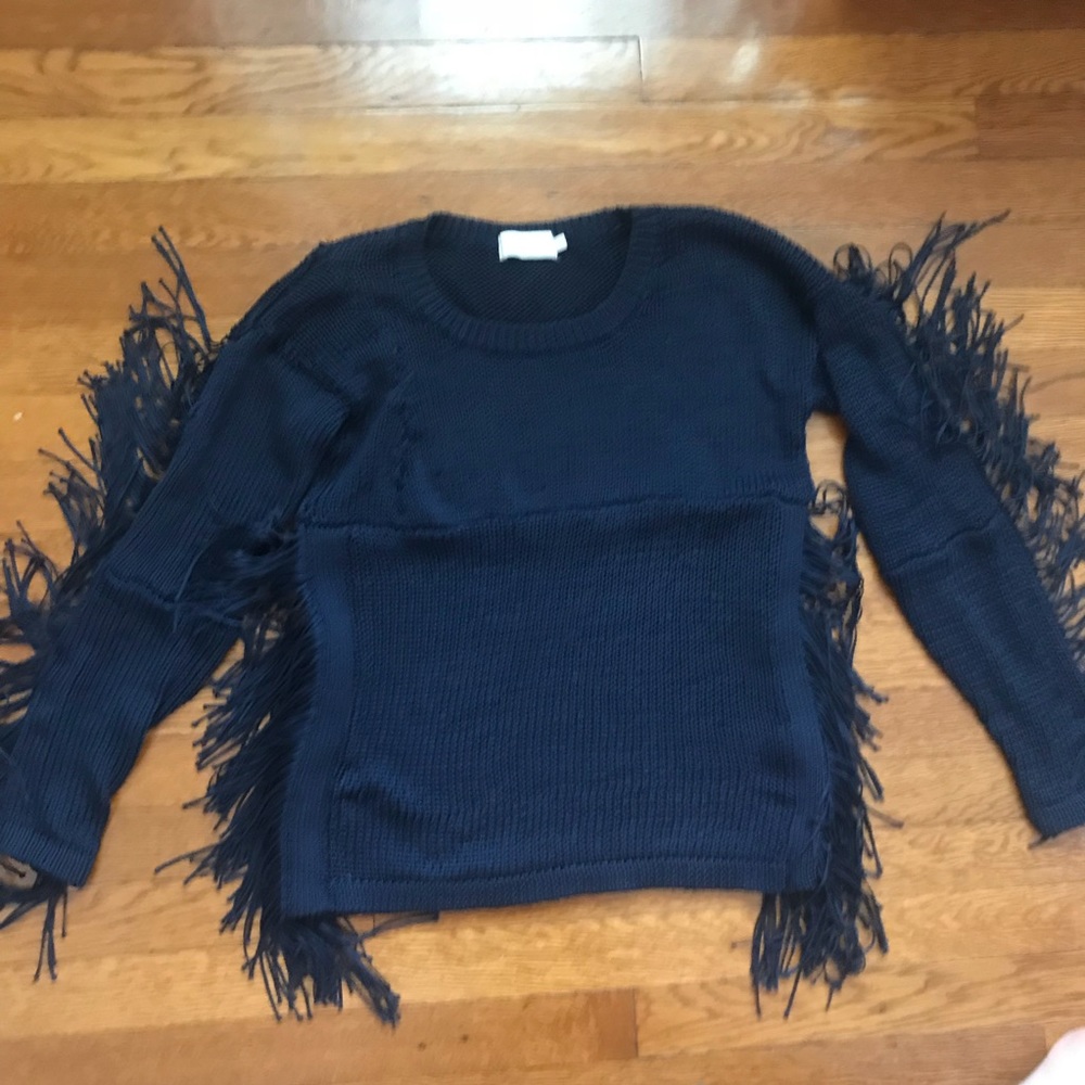 Candela Navy Blue Fringe Sweater